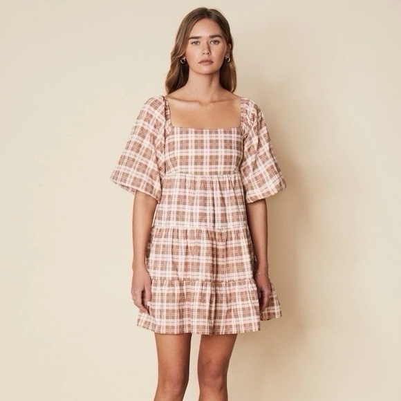 Faithfull The Brand Eryn Mini Dress Lori Check Print XL - Picture 1 of 12